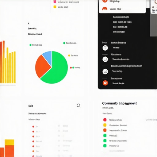 Screenshot of a local SEO analytics dashboard with community engagement and technical optimization metrics.