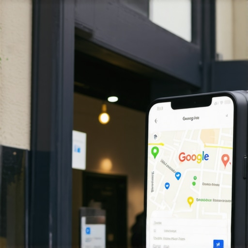 Local storefront with Google Maps ads on mobile device demonstrating lead generation