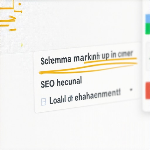 Technical SEO for Local Maps Visibility Illustration of schema markup elements on a local business website highlighting technical SEO improvements.