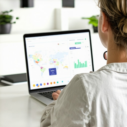 Person reviewing local SEO and maps advertising metrics on a laptop