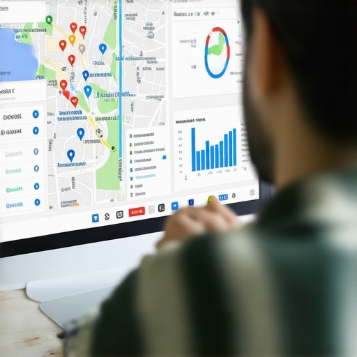 Business owner looking at maps advertising and SEO analytics on a laptop.