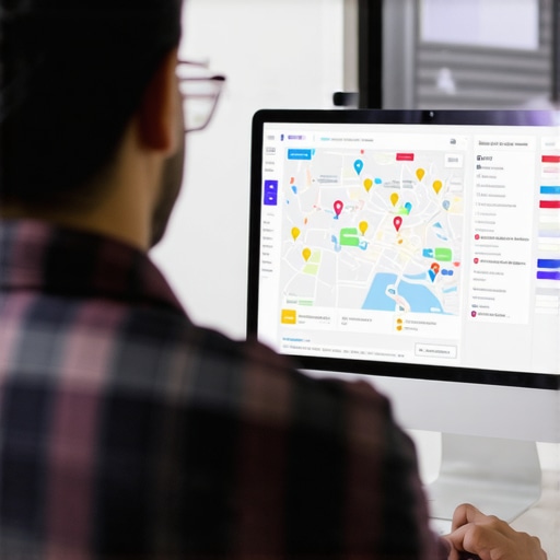 Business owner reviewing analytics dashboards for local map advertising