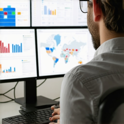 Person reviewing local SEO and maps advertising metrics on a digital dashboard.