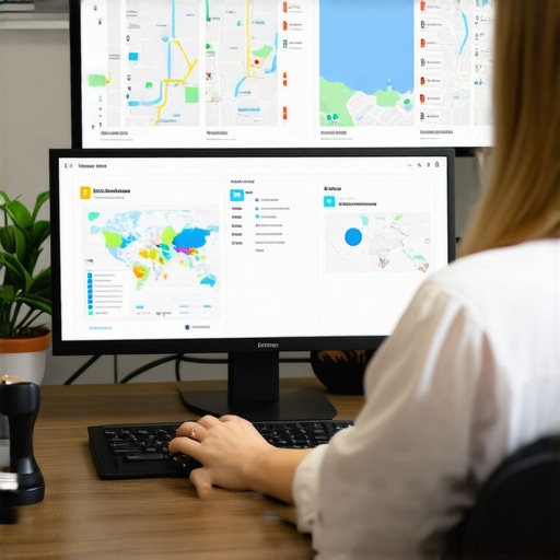 Person overseeing local SEO analytics and maps advertising dashboards
