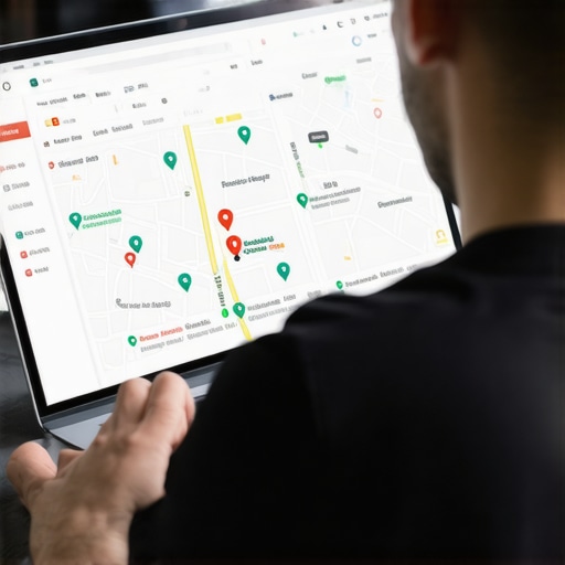 Business owner editing Google My Business listing on laptop to improve local SEO.