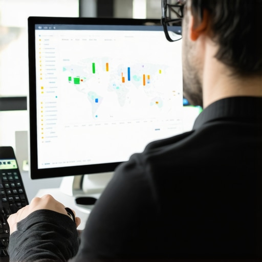 Marketing expert reviewing local SEO analytics on a screen