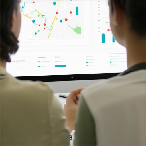 Person reviewing maps and analytics to improve local search rankings