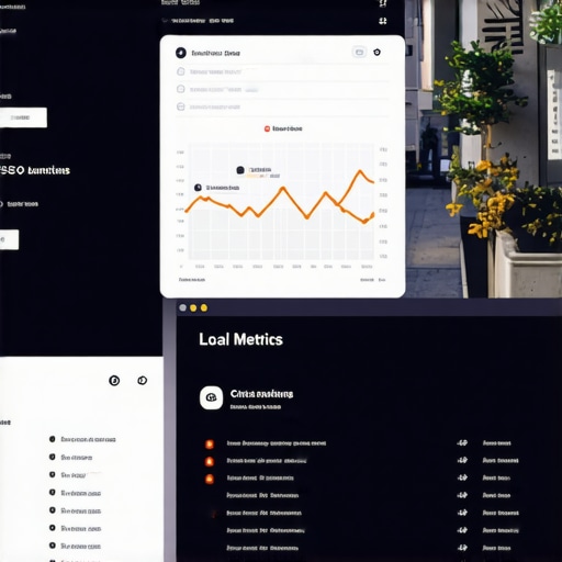 Screenshot of local SEO monitoring dashboard showing rankings, reviews, and citation scores.