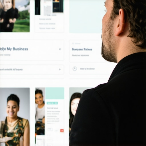 Business owner updating Google My Business profile with high-quality images