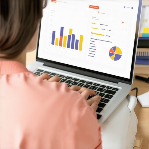 A desktop with analytics dashboards showing local SEO performance, schema markup, and maps advertising data.