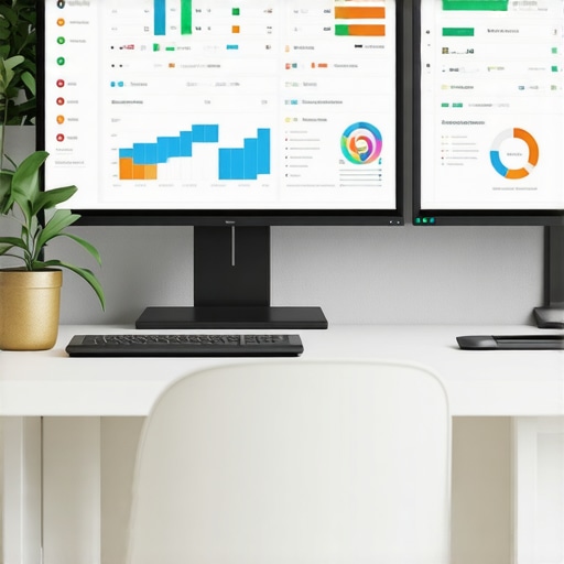 Workspace with SEO analytics monitors