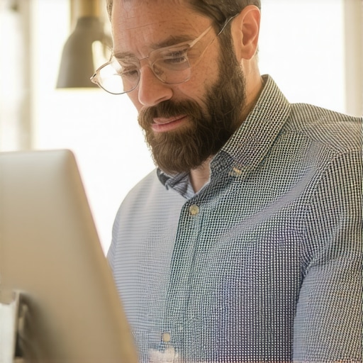 Business owner editing Google profile on laptop