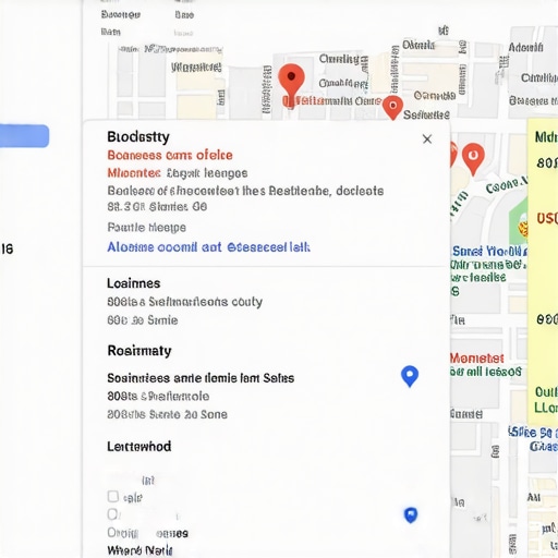 Google My Business dashboard with service area and location pin adjustments